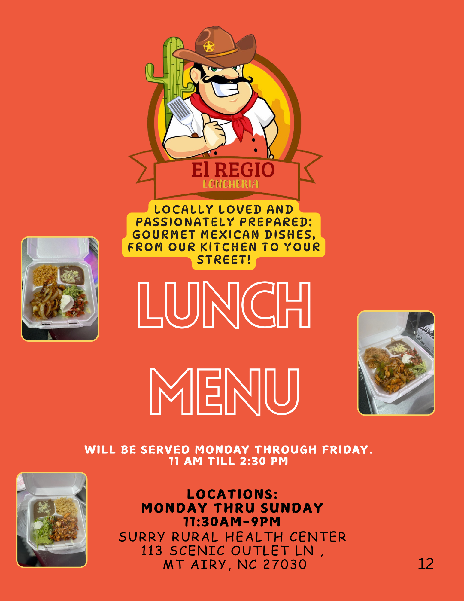 EL REGIO Loncheria lunch menu page 1