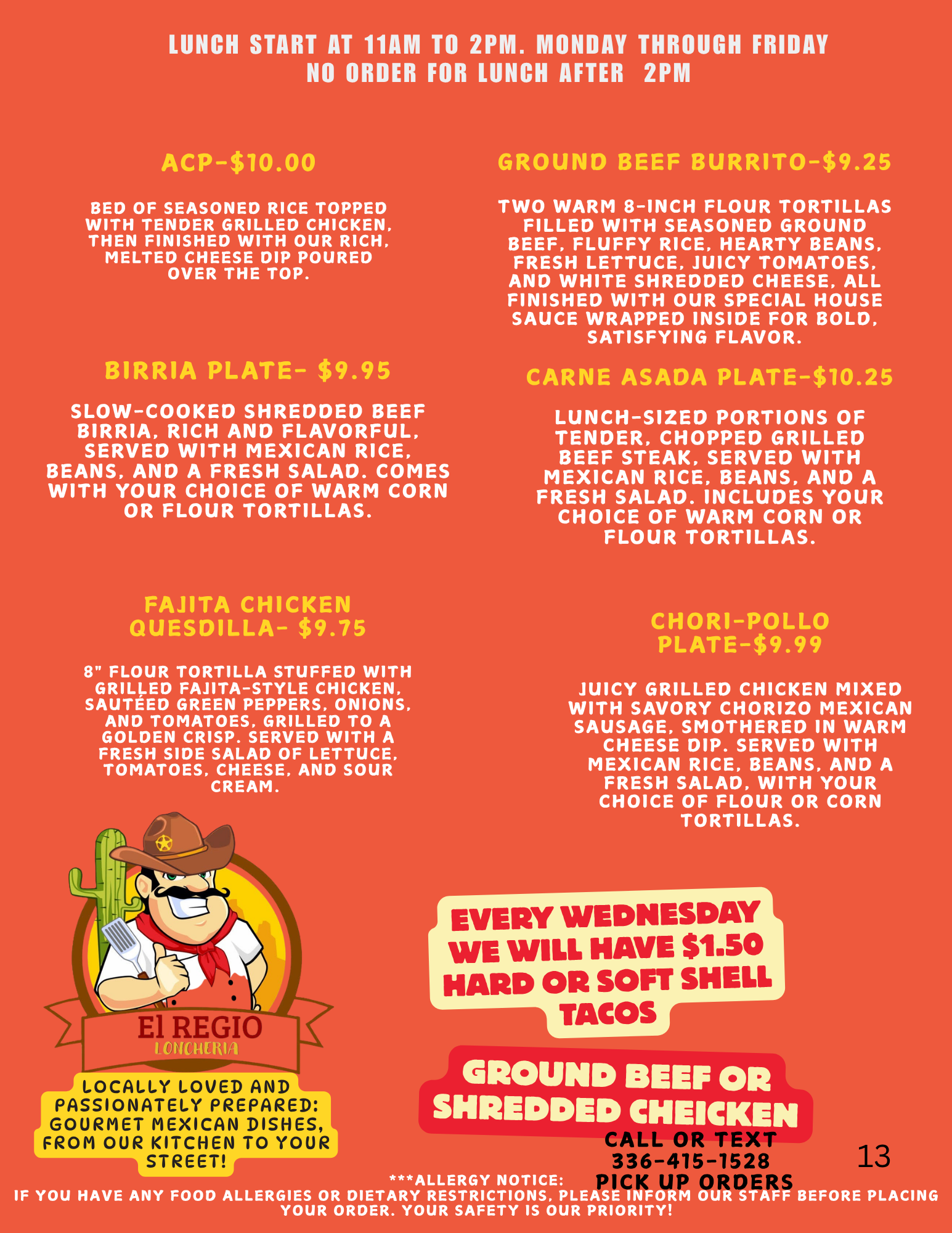 EL REGIO Loncheria lunch menu page 2