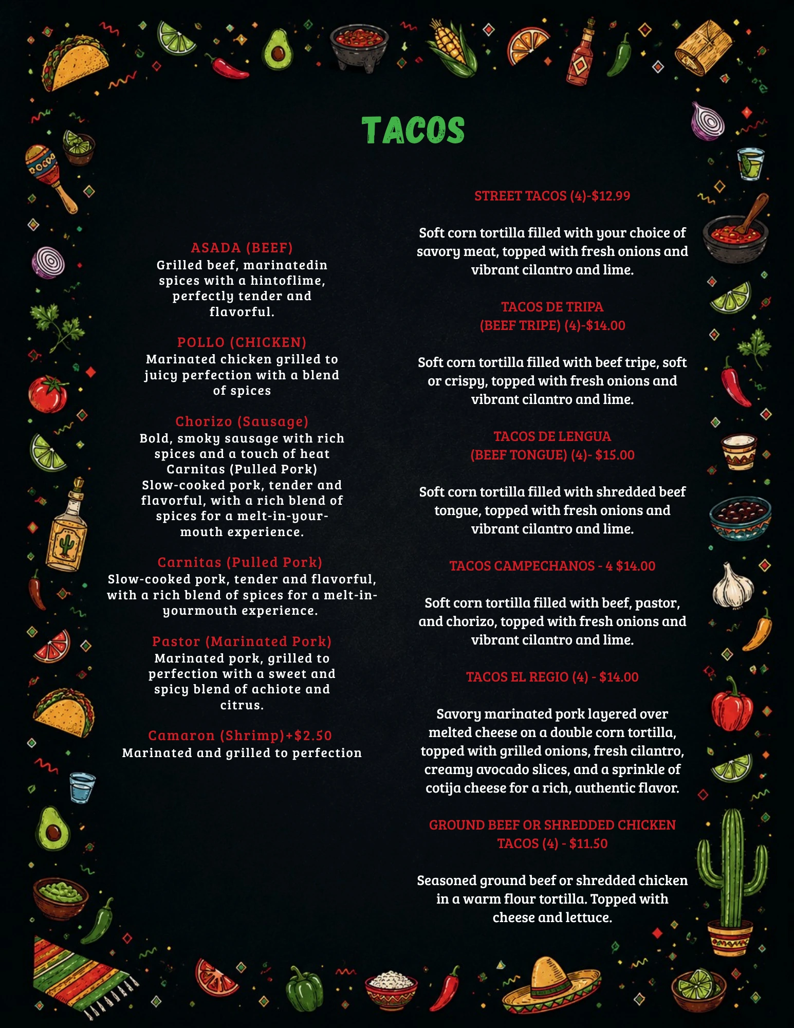 EL REGIO menu page 3